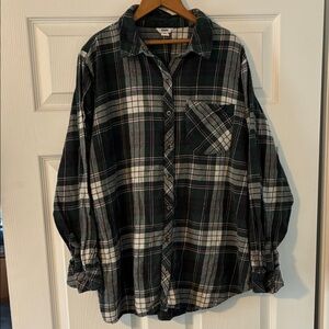 Sonoma Green White Pink Plaid Flannel Button Down Shirt Women’s Plus 2X